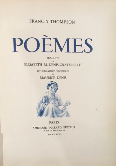 THOMPSON. Poèmes. Paris, Vollard, 1936. In-folio...