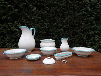 Two ewers, a pot, three small basins and...