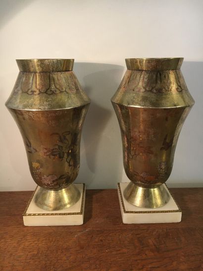 Pair of gilt bronze vases, probably Japanese...