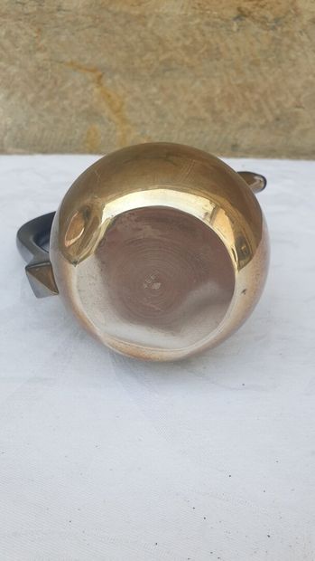 Silver coffee pot, Minerva mark, ebony side...