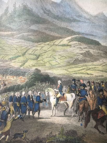 Lot of two engravings in colors, XIXth and...