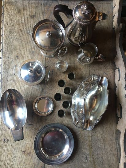Set of pewter and silver plated utensils...