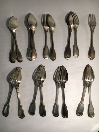 Silver lot including : 

4 cutlery net model,...