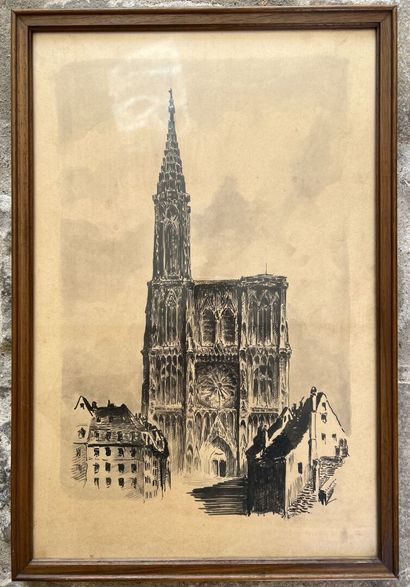 P. Lacombe, XXe siècle

Vue d'une cathédrale

Encre...