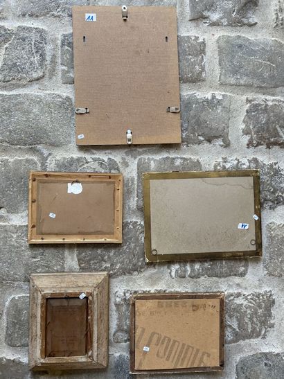 Lot of five small framed pieces; contemporary...