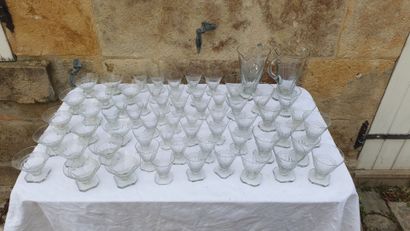 
Part of a square stemmed glass set including...