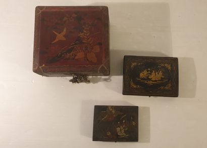 Set of three wooden boxes in the taste of...