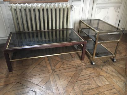 Coffee table in glass and wood rectangular

H....