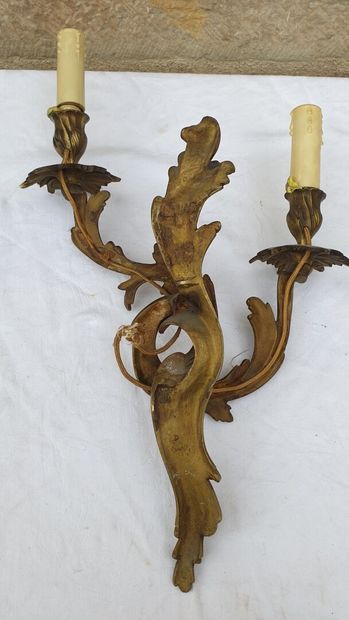 Paire d'appliques en bronze ciselé et doré...