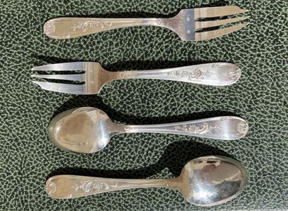 Silver plated metal household set 

Foliage...