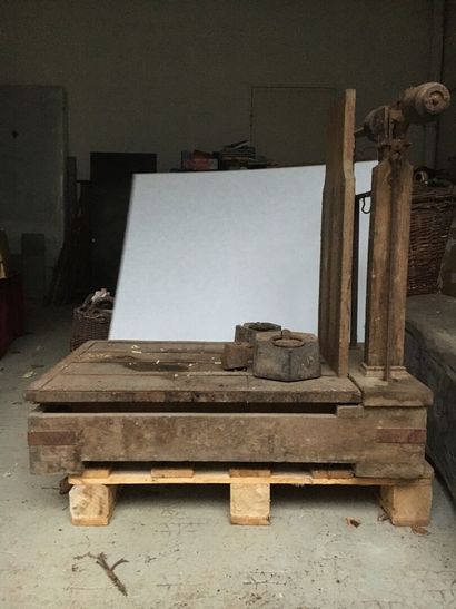 Oak grain scale, c. 1950

Three cast iron...
