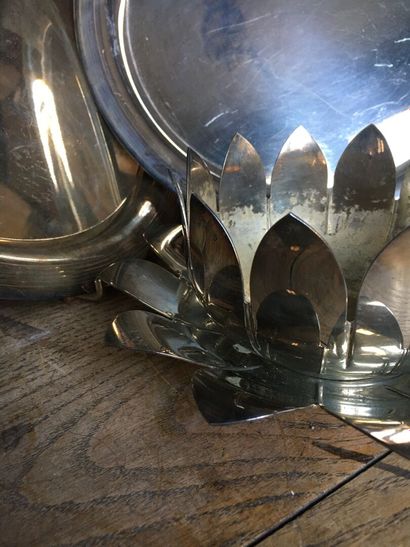 Set of pewter and silver plated utensils...