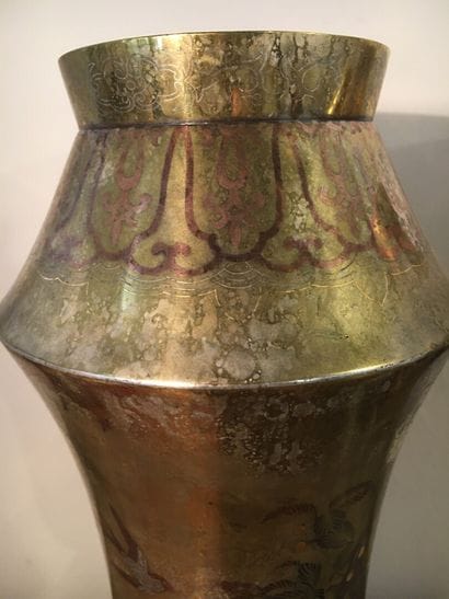 Pair of gilt bronze vases, probably Japanese...