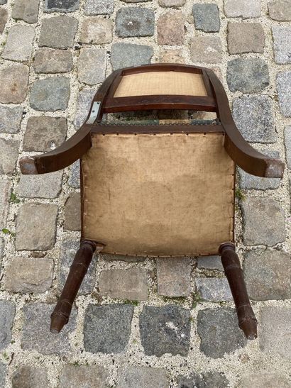 Chaise en acajou d'époque Empire 	

H. 90,...
