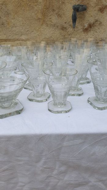 
Part of a square stemmed glass set including...