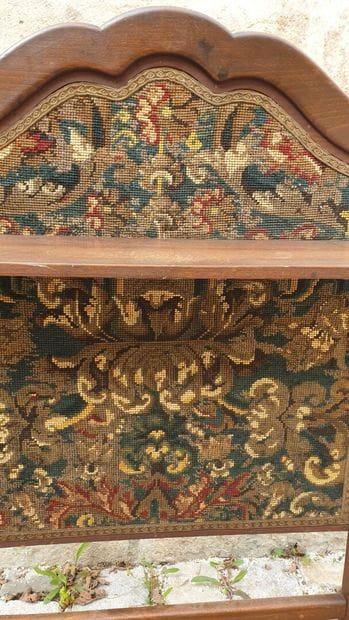 Pare-feu en bois naturel, style Louis XV,...