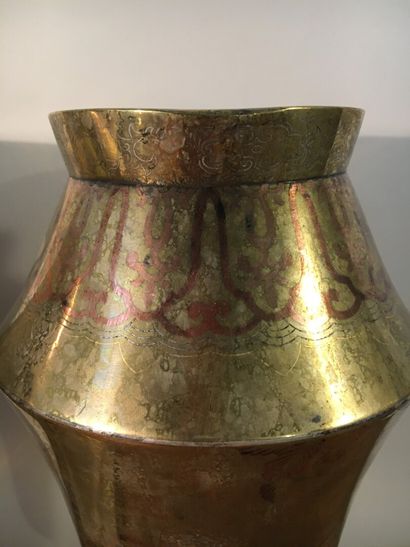 Pair of gilt bronze vases, probably Japanese...