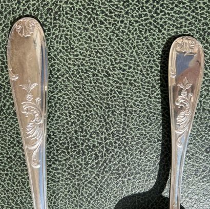 Silver plated metal household set 

Foliage...