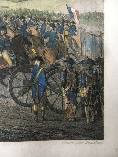 Lot of two engravings in colors, XIXth and...