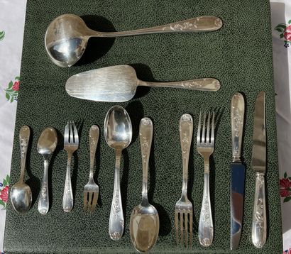Silver plated metal household set 

Foliage...