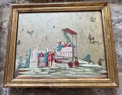 Lot of five small framed pieces; contemporary...