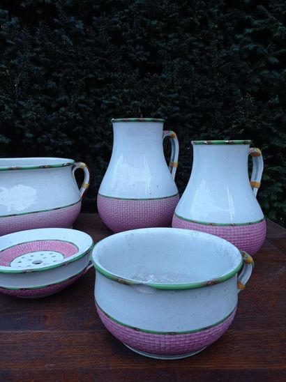 Lot including two basins of toilet, two pots...