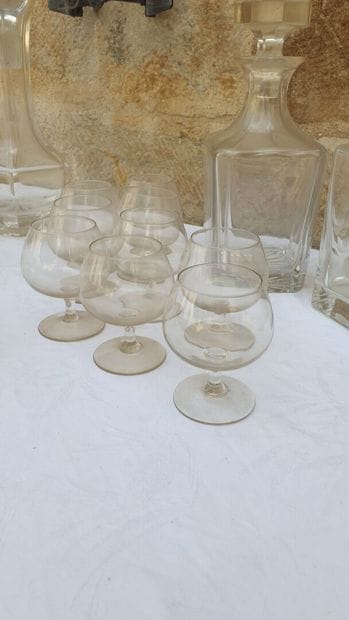 Set of four whiskey decanters and various...