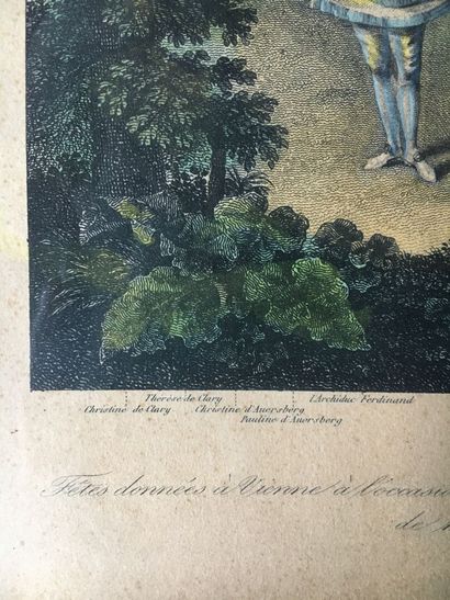 Lot of two engravings in colors, XIXth and...