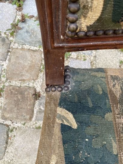 Chaise en acajou d'époque Empire 	

H. 90,...