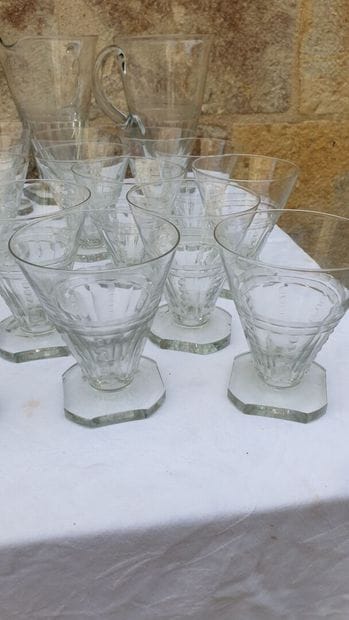 
Part of a square stemmed glass set including...