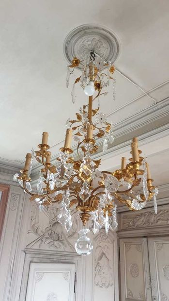 Lustre en cristal et bronze doré 

A décor...