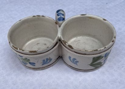 Nevers earthenware oil and vinegar cruet...