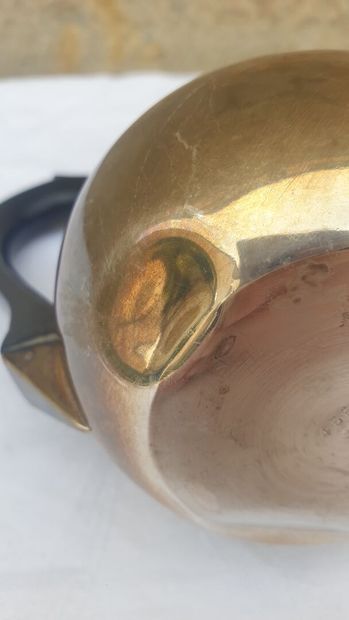 Silver coffee pot, Minerva mark, ebony side...