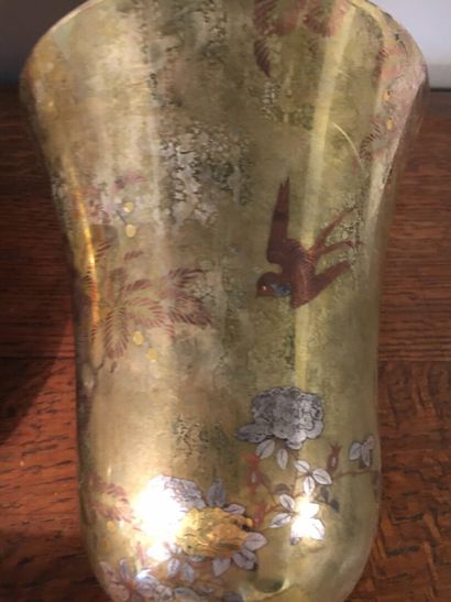 Pair of gilt bronze vases, probably Japanese...