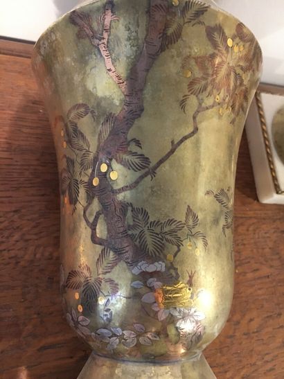 Pair of gilt bronze vases, probably Japanese...