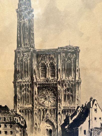 P. Lacombe, XXe siècle

Vue d'une cathédrale

Encre...