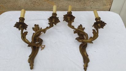 Paire d'appliques en bronze ciselé et doré...