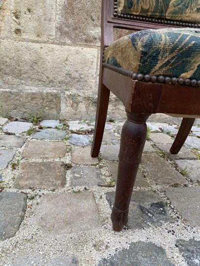 Chaise en acajou d'époque Empire 	

H. 90,...