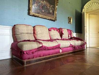 Large living room bench in rosewood and light...