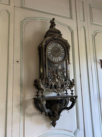 Cartel and its base of lamp in Boulle marquetry...