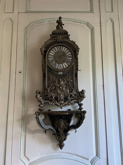 Cartel and its base of lamp in Boulle marquetry...