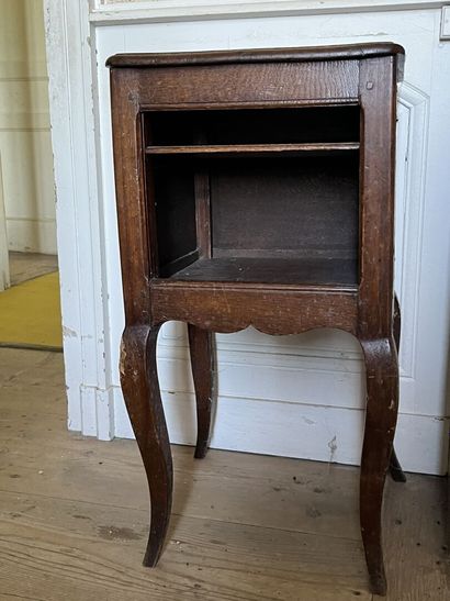 Night table in natural wood, molded and carved,...