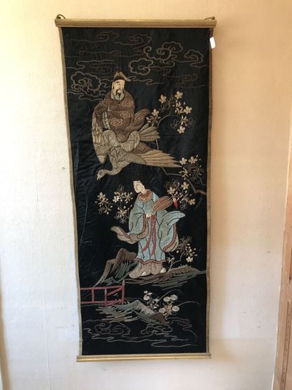 Embroidered hanging panel, Japan, Meiiji...