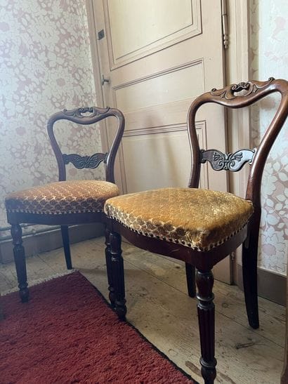 Paire de chaises en acajou et placage d'acajou...