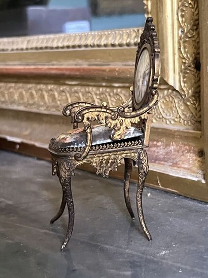 Armchair in gilded brass, Viennese work of...