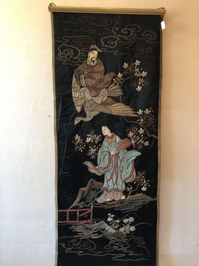 Embroidered hanging panel, Japan, Meiiji...