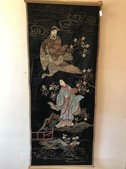 Embroidered hanging panel, Japan, Meiiji...
