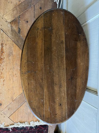 Small oval table in natural wood Louis XIV...