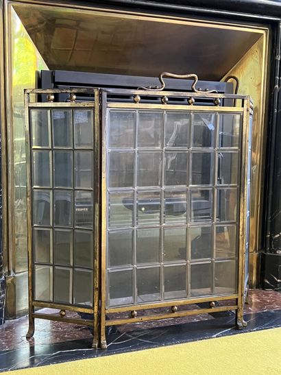 Gilded brass fire screen, English work, late...