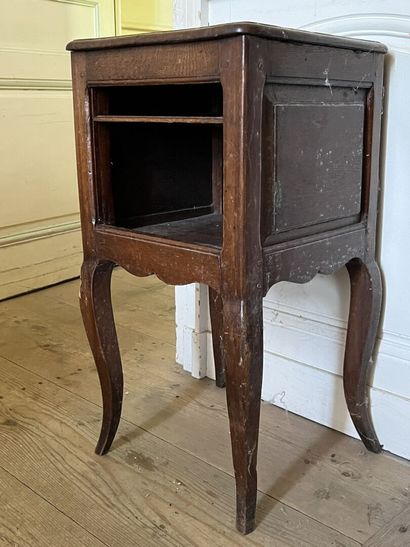 Night table in natural wood, molded and carved,...
